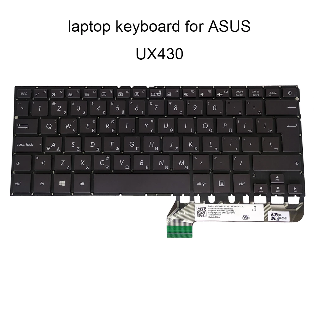 

Клавиатура GK с подсветкой для ASUS zenbook 14 UX430 UX430UA UX430UF, греческая, черная, зеленая, с кабелем, 0KNB0-2627GR00, оригинальная новая
