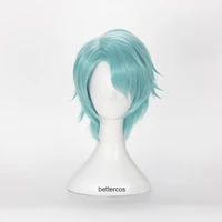 mystic messenger v cosplay wigs short mint green heat resistant synthetic hair wig wig cap