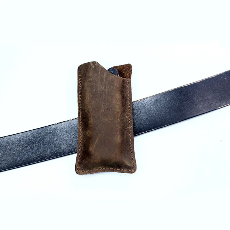 EDC натуральная кожа поясная сумка винтажная воловья складной держатель ножа