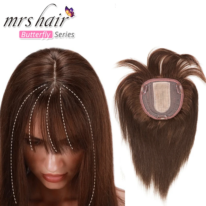 

Женский парик MRS HAIR Toupee, накладной парик из натуральных человеческих волос, 13 х13 дюймов, № 1B, натуральный черный головной шов с челкой