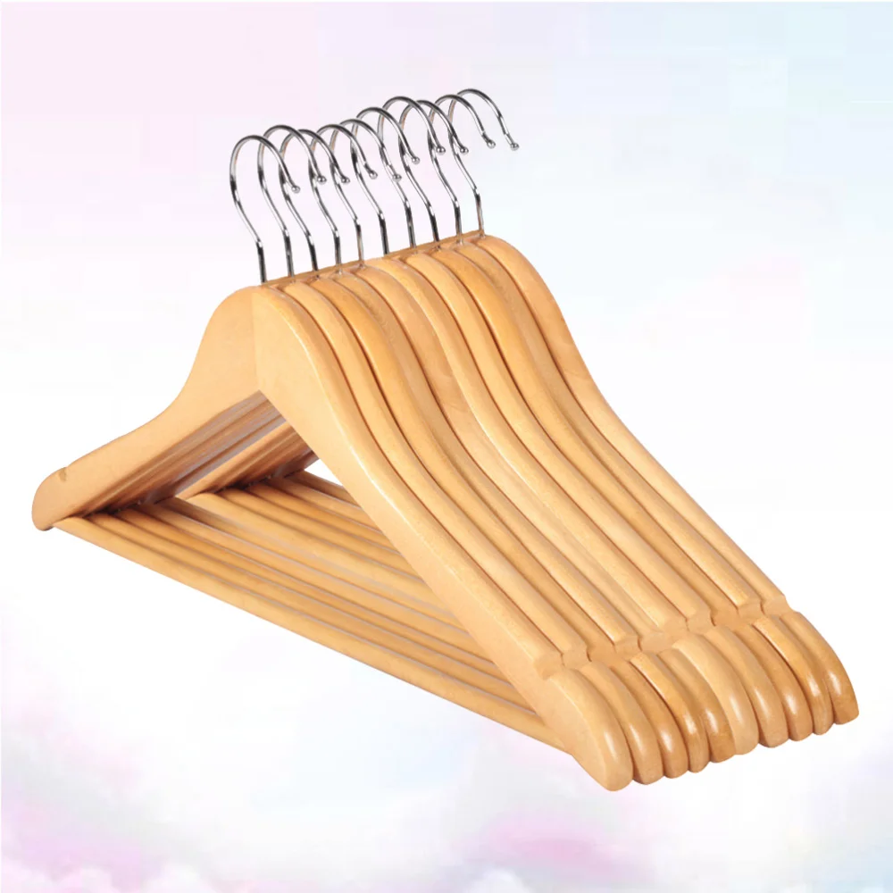 

10pcs Wood Hanger Non-Slip Hangers Clothes Hangers Shirts Sweaters Dress Hanger Drying Rack for Home