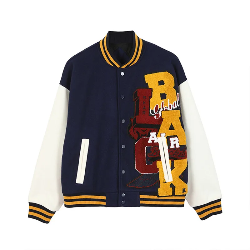

Men's Spring Thin Fashion Hip Hop Streetwear Jacket Retro Letter Embroidery Baseball Uniform Coats Men Loose Casual Outerwear