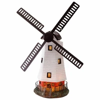 automatically lit led solar light lighthouse statue shape rotating outdoor solar powered lamp for garden yard decoration