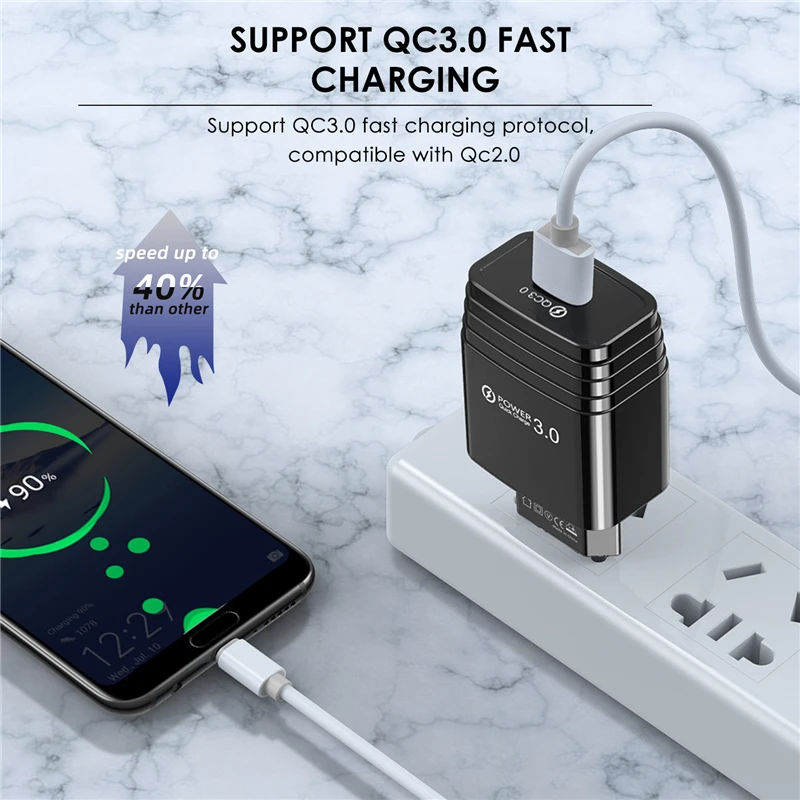 Быстрое зарядное устройство ShangKe 3 0 QC 3A USB QC3.0 быстрое настенное для Samsung s10 Xiaomi iPhone