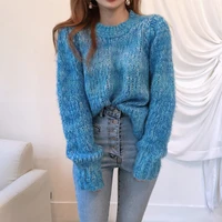 knitwear candy color sweater woman round neck joint concise frock thicken short multicolor ethos sensuality sweet slim