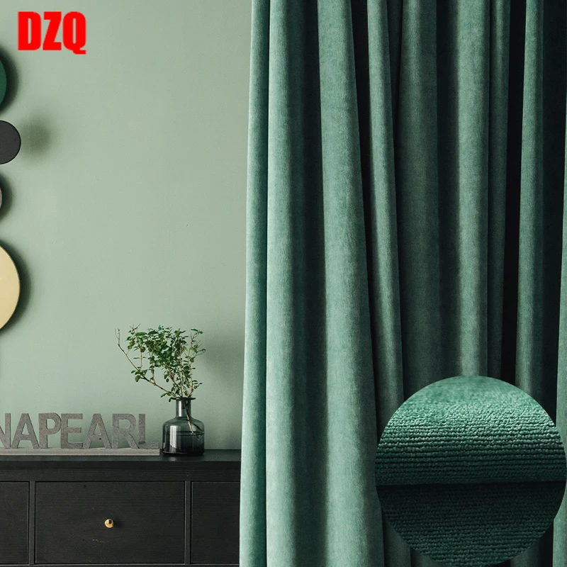 

High Shading Curtains for Living Room Luxury Velvet European Style Simple Solid Designer Curtain Drape Window Treatment