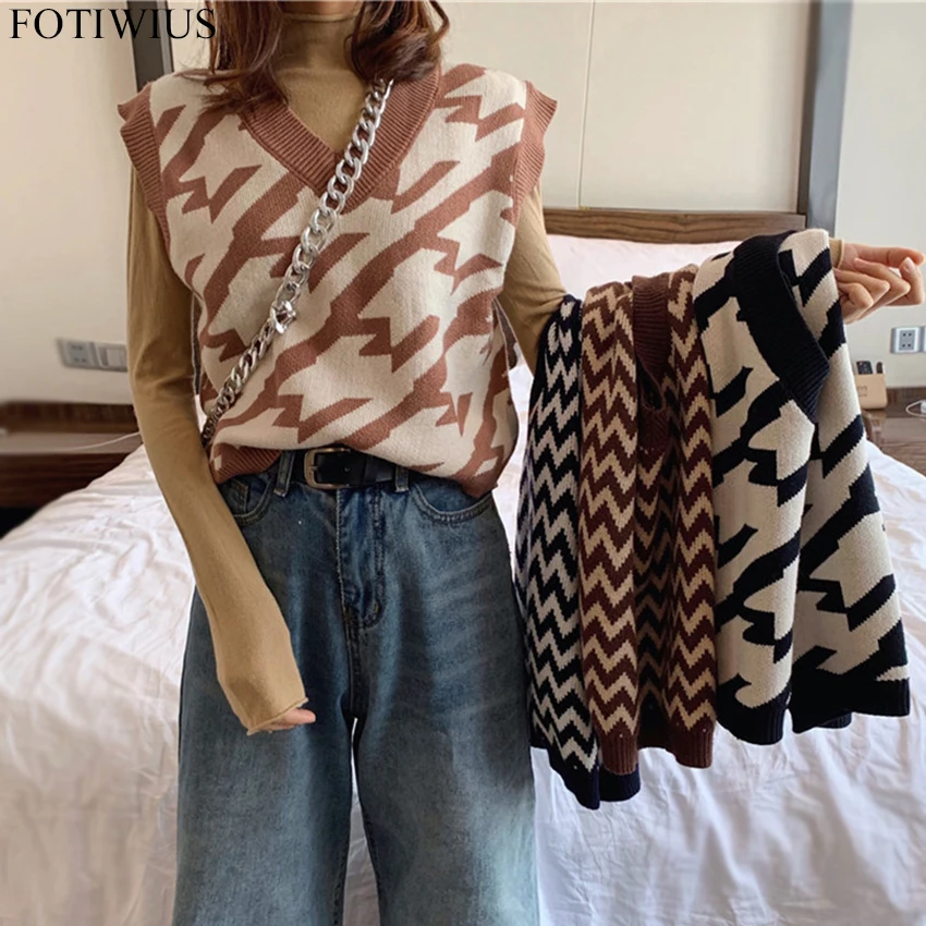 Шикарный модный клетчатый полосатый вязаный жилет женский свитер укороченный