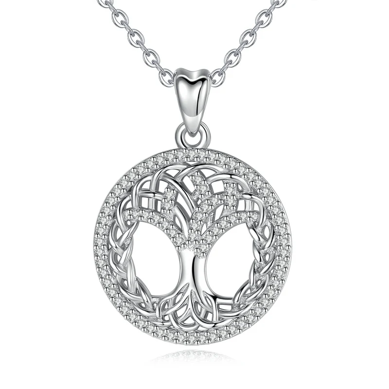 

EUDORA 925 Sterling Silver Crystal Tree Pendant Celtics Tree Of life Necklace New Fashion Crystal Jewelry CYD425