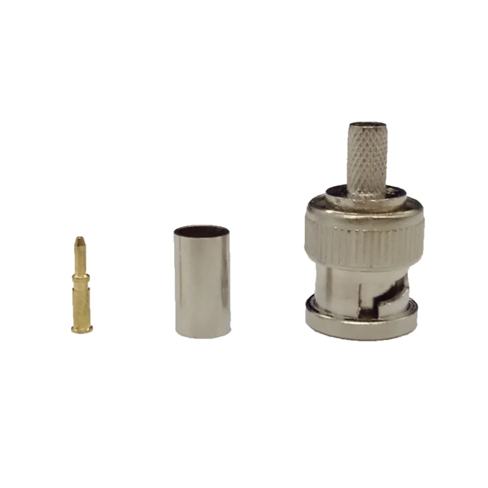 

Обжимной штекер BNC 10 шт./лот, коаксиальный кабель RG59, коннектор BNC папа, 3 шт., зажимы, вилки для систем видеонаблюдения