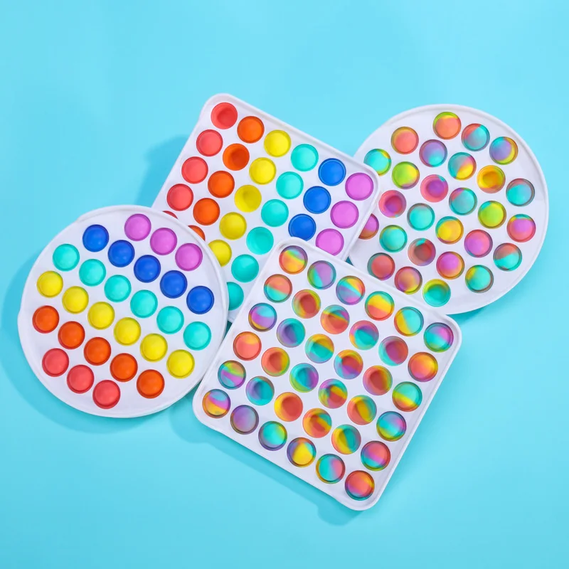 

New Colorful Fidget Push Pops Bubble Sensory Squishy Stress Reliever Autism Needs Anti-Stress Pop-It Rainbow Adult Children Toys