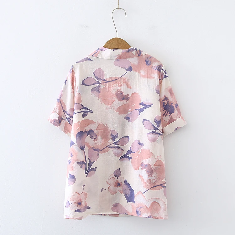 

Women's Blouse Summer Tops Suit Collar Shirt Chiffon Blouses Fashion Top Casual Shirts Short Sleeve Printing Loose Houthion