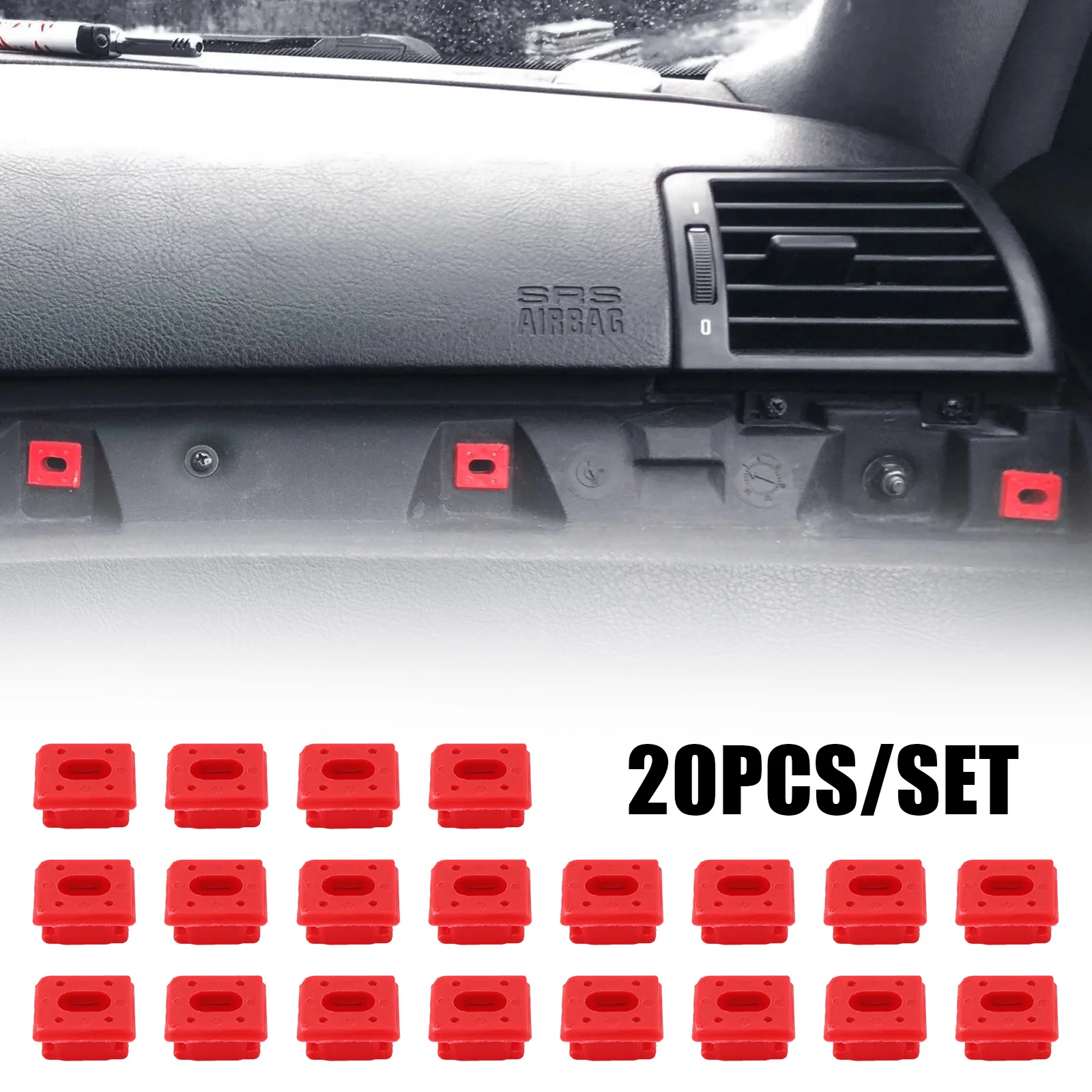 

20pcs/set Car Fasten Clips Panel Fixing Buckles Red Insert Grommets For BMW E46/E65/E66/E83N Dashboard Dash Trim Strip Clips
