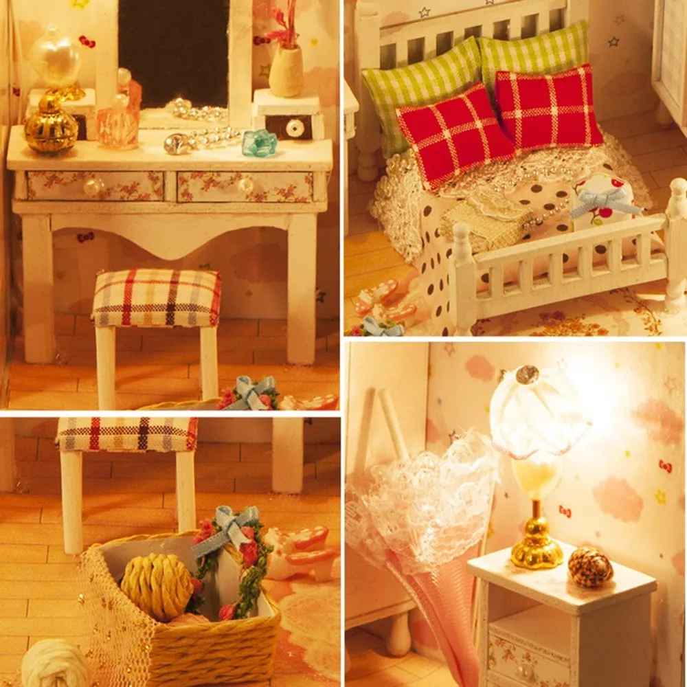 

Doll House Dream House DIY Miniature House Building Kit Wooden Furniture Toys for Child Girl Boy