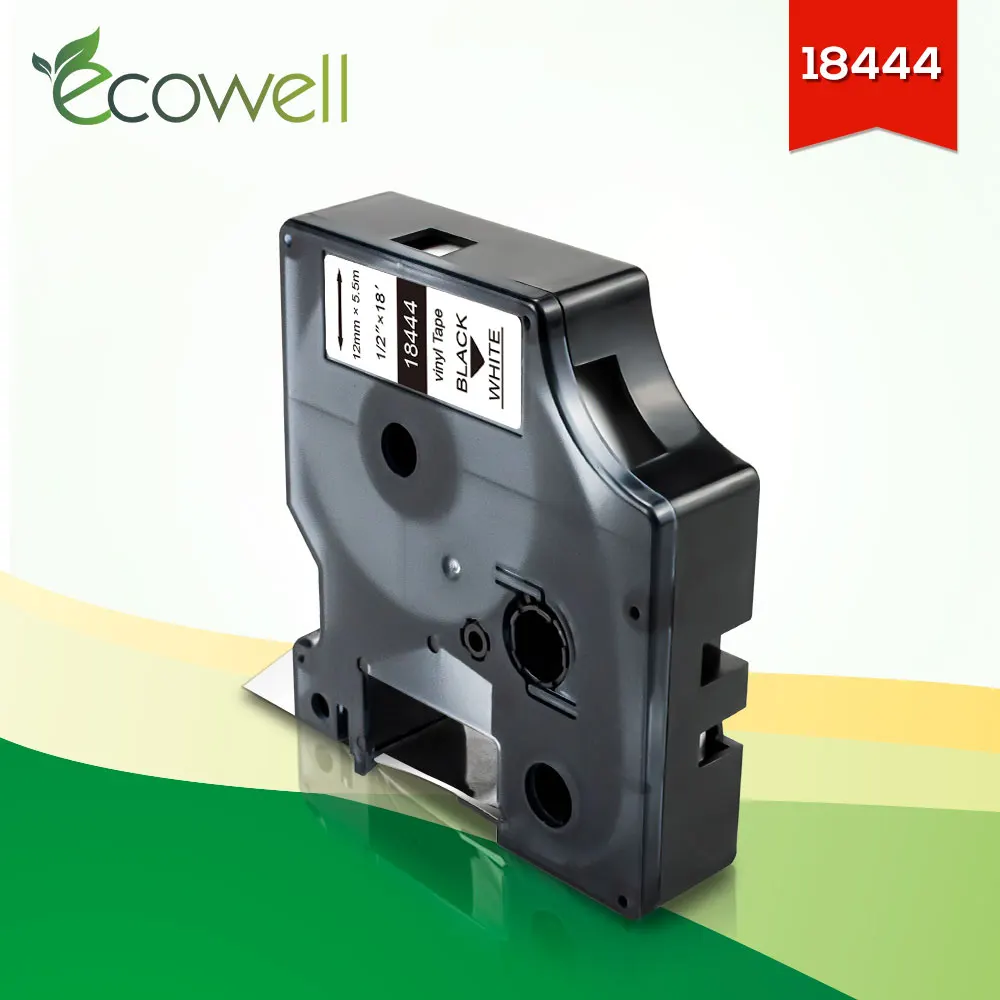 

Ecowell 1Pcs 18444 Compatible for Dymo Rhino IND Vinyl Labels 12mm 18444 Black on White for Dymo Rhino 5200 4200 Label Printer