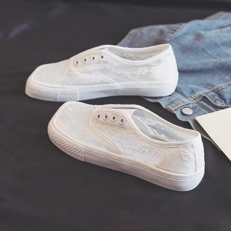 

Women's shoes summer 2021 new versatile breathable thin one foot cloth shoes niche design feeling lazy little white shoes