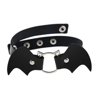 zimno goth harajuku cosplay 16 colors pu leather bat choker necklace for women men chocker gothic accessories sexy collar bijoux