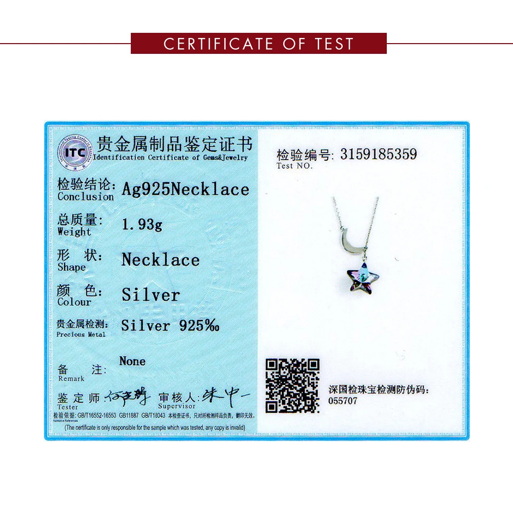 

SILVERHOO 925 Sterling Silver Moon Star Necklace For Women Purple Austria Crystal Long Chain Double Pendant Necklaces Jewelry
