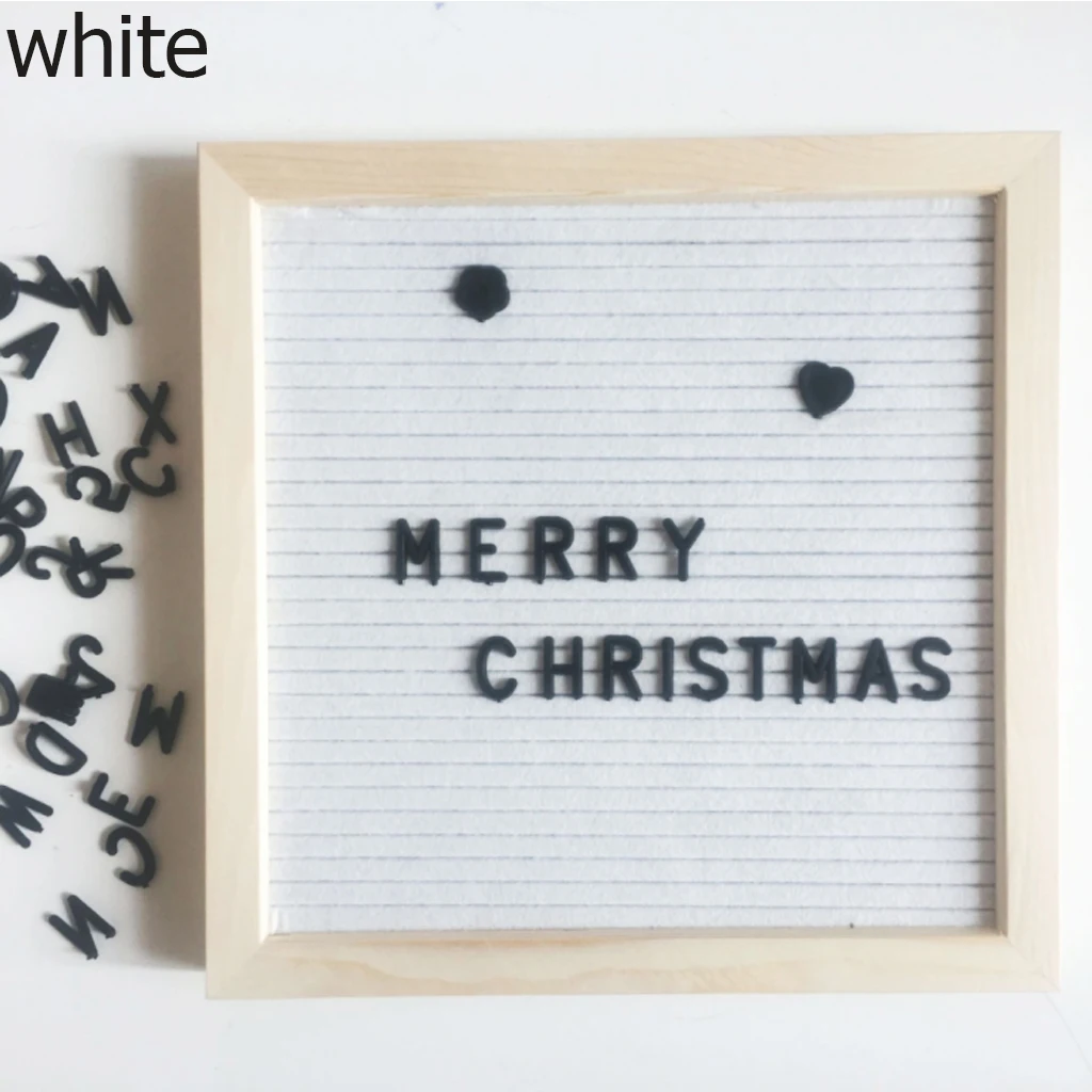 White Войлочная доска с буквами, деревянная рамка, сменные символы, цифры, доски для сообщений, буквенная доска, украшение для дома и офиса, Настенный декор - Цвет: White
