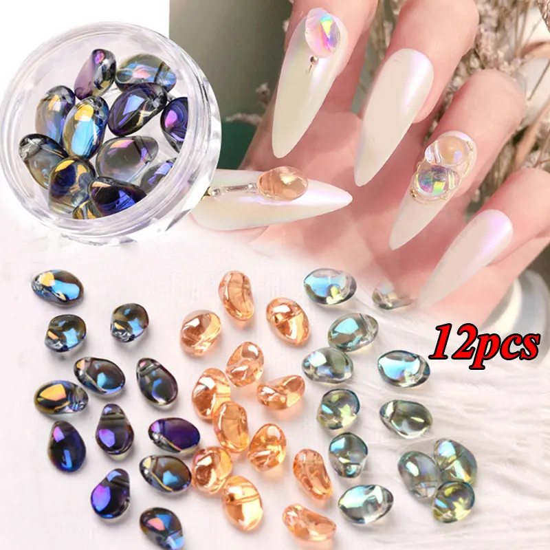 

2021 New Aurora Irregular Pixie Stones Crystal Nails Accessories 3D Shiny Rhinestones Nail Art Decoration 12PCs/Box