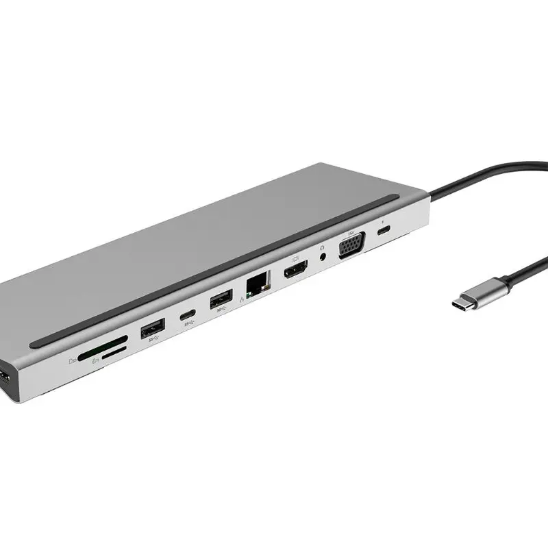 

11 в 1 USB C концентратор тип C к 4K VGA 3,5 мм A-udio USB-C USB3.0 RJ45 TF/SD кардридер PD зарядный адаптер для macBook