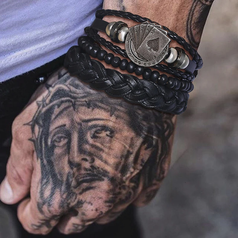 

POKER STRAIGHT FLUSH STYLE MULTILAYER BRACELET FOR MEN UNISEX JEWELRY GIFT