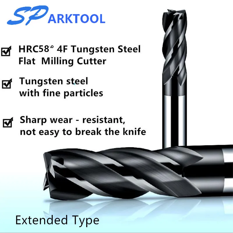 Твердосплавная Концевая фреза HRC58 инструмент для резки вольфрамовой стали с