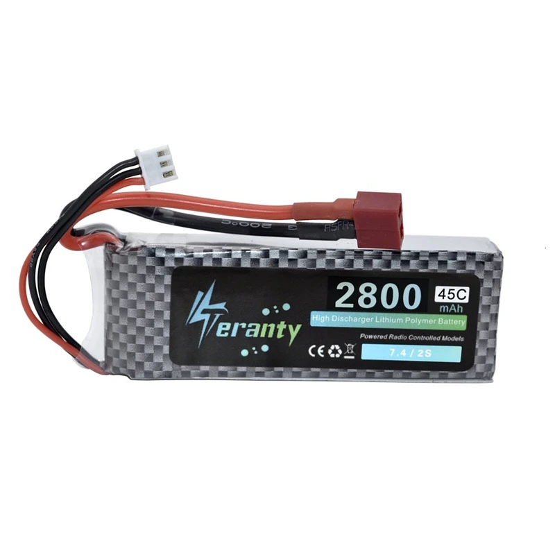 Teranty Power-bater&iacute;a Lipo para Dron de control remoto, pieza de repuesto 2s, 7,4 maH, 2800 v, 2200mah, 7,4 v-5