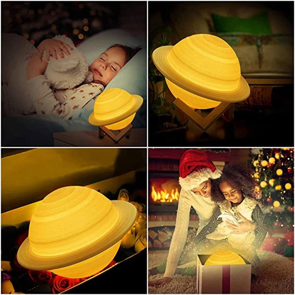 LEDGLE Saturn Lamp 3D Print Like Moon Table Safe Bedside Night LED USB Light for Kids Women Girls Family Birthday Gift | Освещение