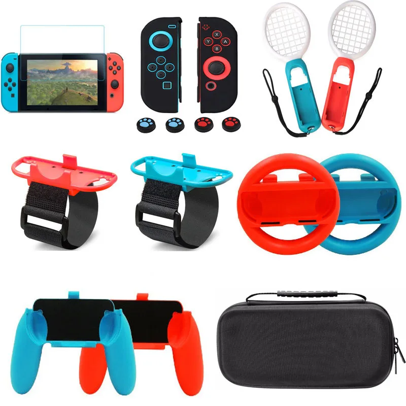 

Nintend Switch Accessories Steering Wheel Handle Grips Bag Case Tennis Racket Holder Charger for Nintendo Switch NS OLED Joy-con