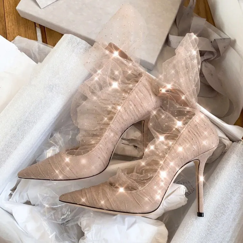 

2020 New Sandals Mesh Sexy Summer Pumps High Heels Elegant Ladies Shoes Women Shoes Zapatillas Mujer Casual Shoes Luxury Shoes