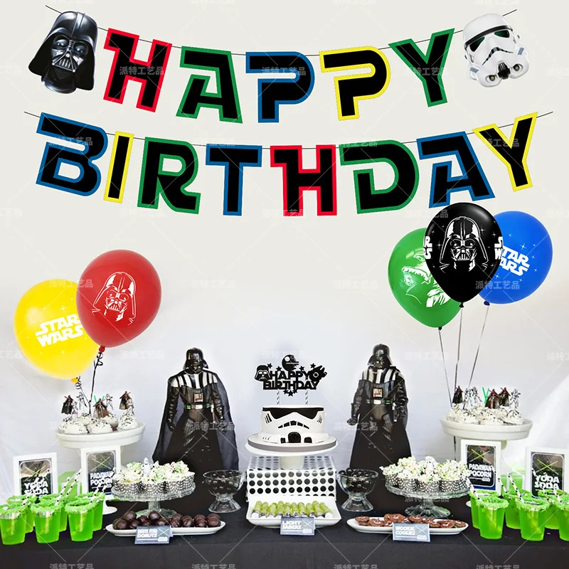 

Star Wars Master Yoda R2D2 White Soldier Black Warrior theme decoration birthday flag card balloon game theme set birthday gifts