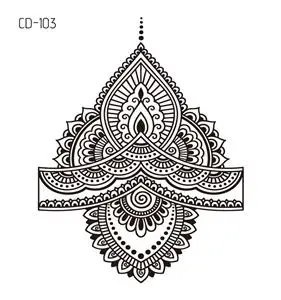 CD-103 Rocooart женские сексуальные хны цветок временные татуировки наклейки Черные Водонепроницаемые поддельные ювелирные изделия татуировки Лотос боди арт татуировки Кружева - Цвет: CD-103