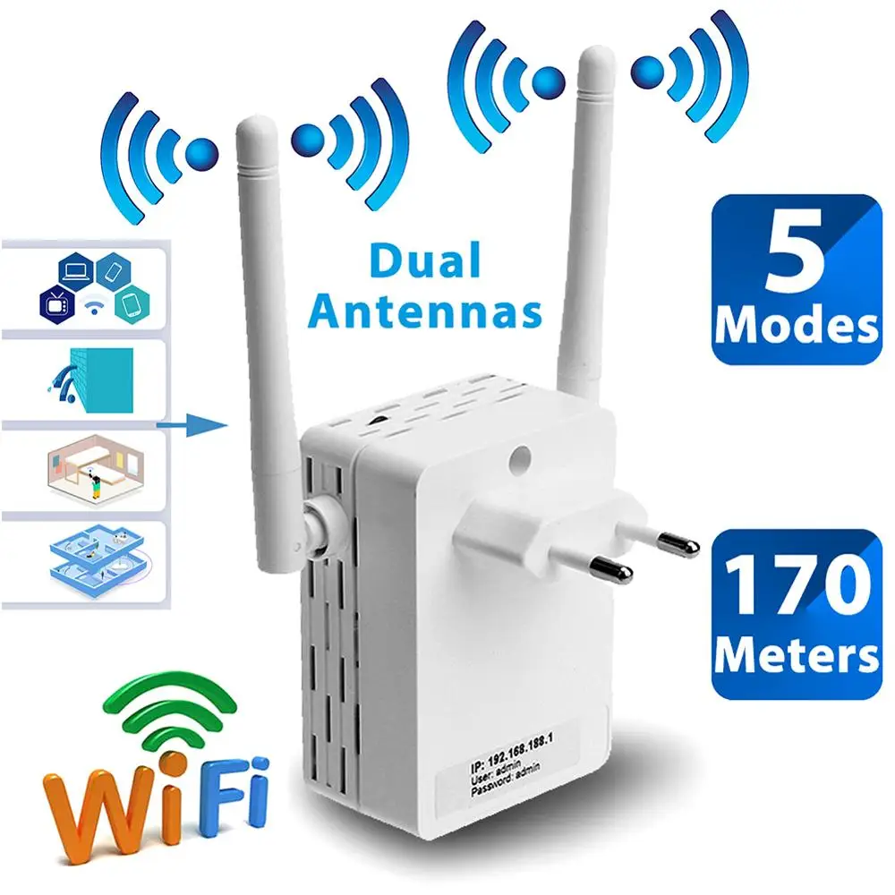 

2.4GHz Wireless WiFi 300Mbps 2 Ports Repeater Router High Gain Antennas Bridge Signal Amplifier wi fi Access Point Long Distance