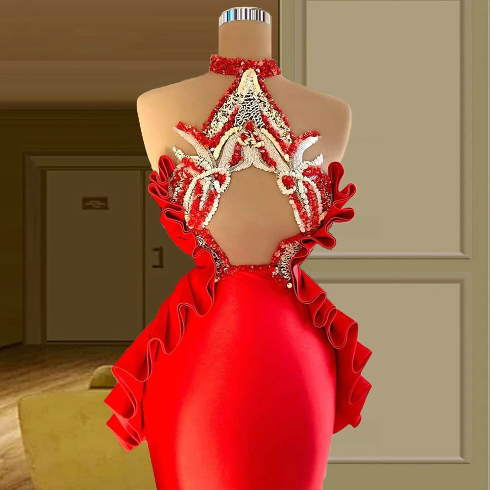 

YILIBER Evening dresses 2021 vintage vlack pearls long sleeves evening gowns beading prom dresses for women short dresses
