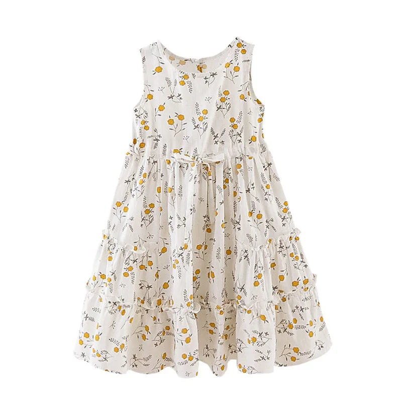 Летнее платье принцессы для девочек 2 4 6 8 10 лет Хлопковые Платья без рукавов