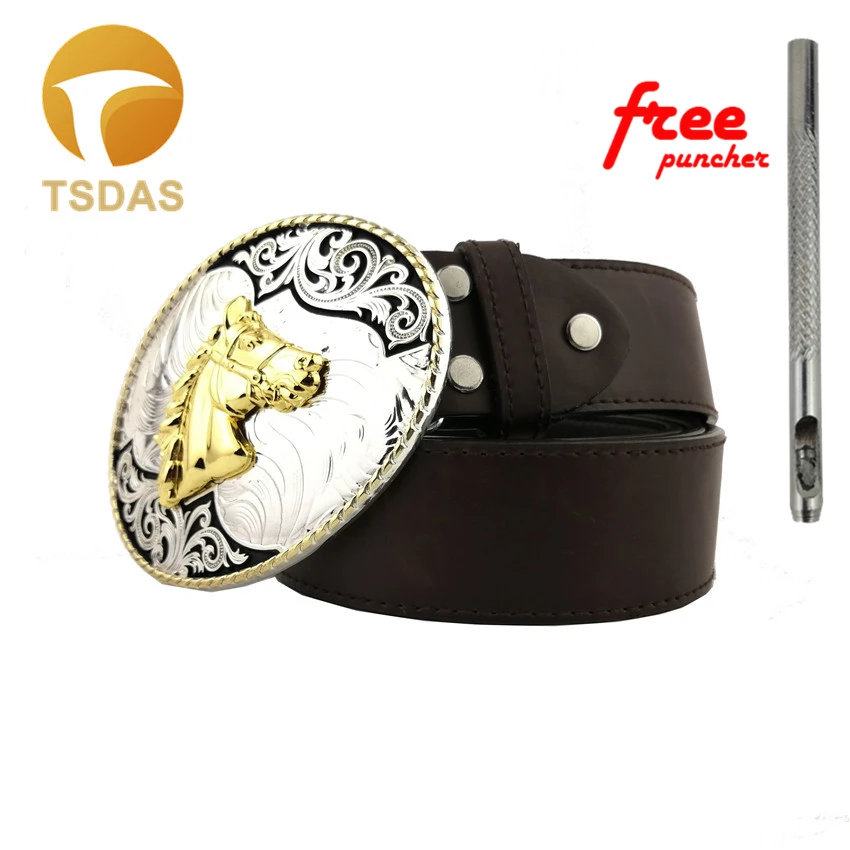 

Zinc Alloy Animal Series Horse Belt Buckle for Men Silver Oval Belt Buckle Head 1pc Drop Shipping
