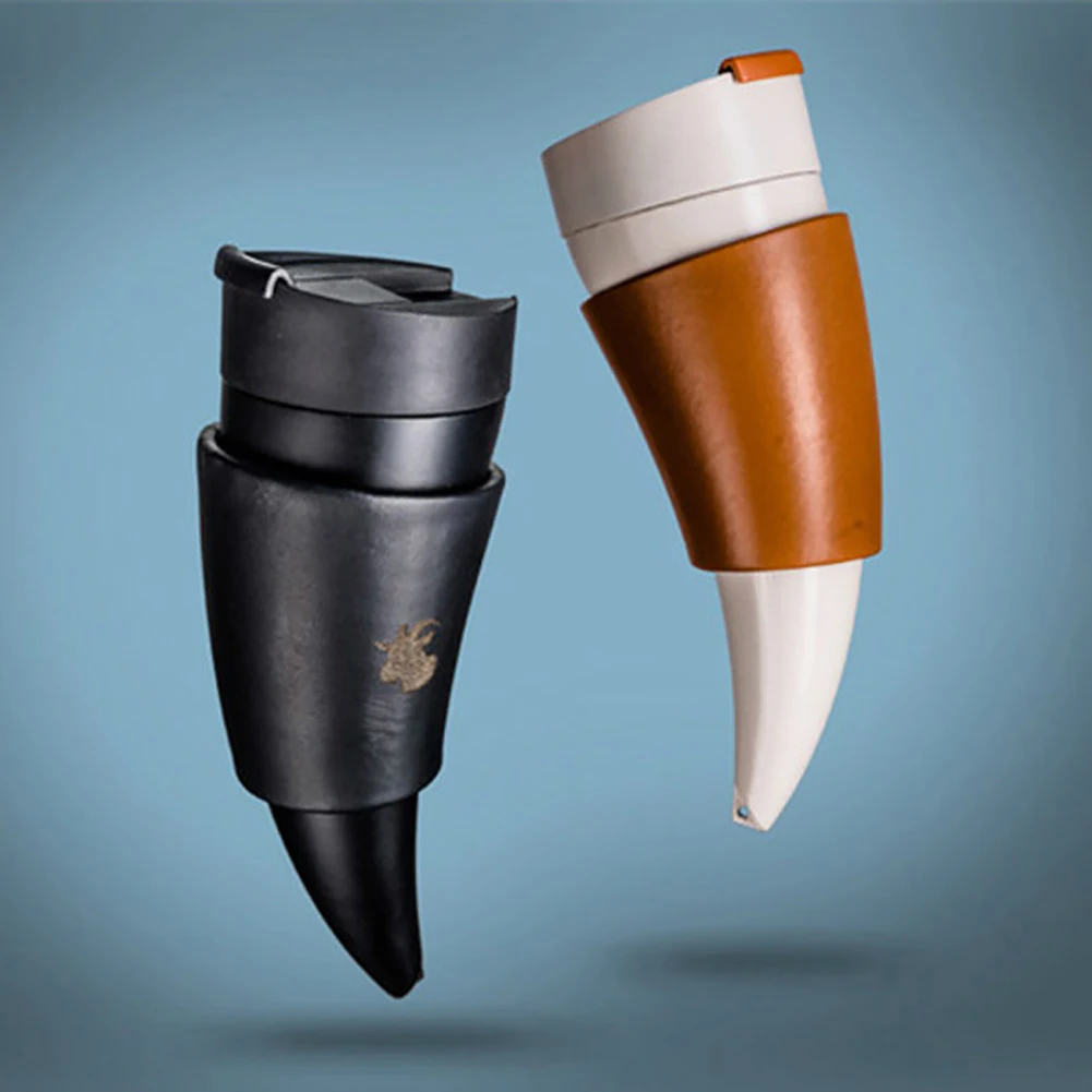 

230ml Fashionable Goat Horn Shaped Stainless Steel Vacuum Cup Couple Thermos Cup For Outdoor Travel Home Offices
