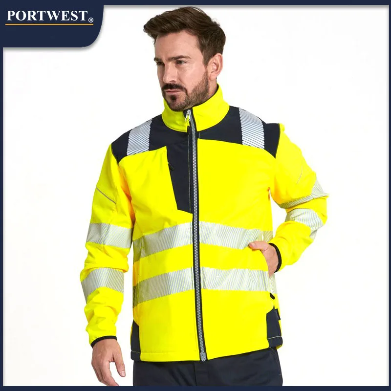

Portwest Hi-Vis Softshell Jacket Waterproof Coat Outdoor Work Safety Reflective Jackets Windproof Water resistant Workwear