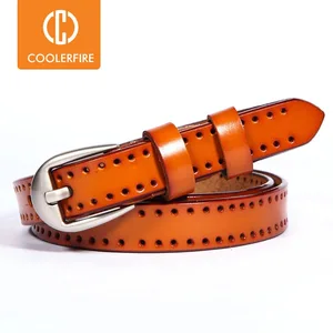 Новый женский ремень COOLERFIR из натуральной кожи с пряжкой с язычком, повседневный модный пояс из коровьей кожи, ремень для высококачественного женского пояса LB001
