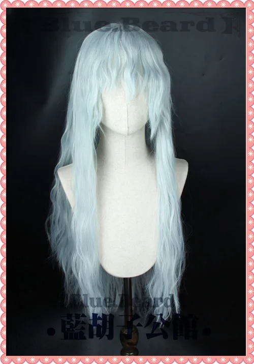 BERSERK Griffith Cosplay peruk yüksek sıcaklık Fiber sentetik saç 70cm 27 inç beyaz uzun kıvırcık saç ile ücretsiz peruk net