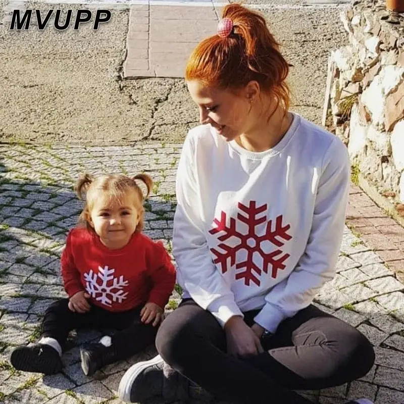 MVUPP/зимняя одежда подходящая футболка для всей семьи милая модная со снежинками