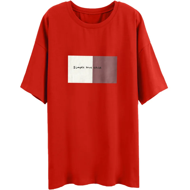 

Black T-Shirts 100% Cotton Half sleeve Loose Tees Fashion Women's Clothing Office Lady White Casual Wear Blue Student Girl Gift