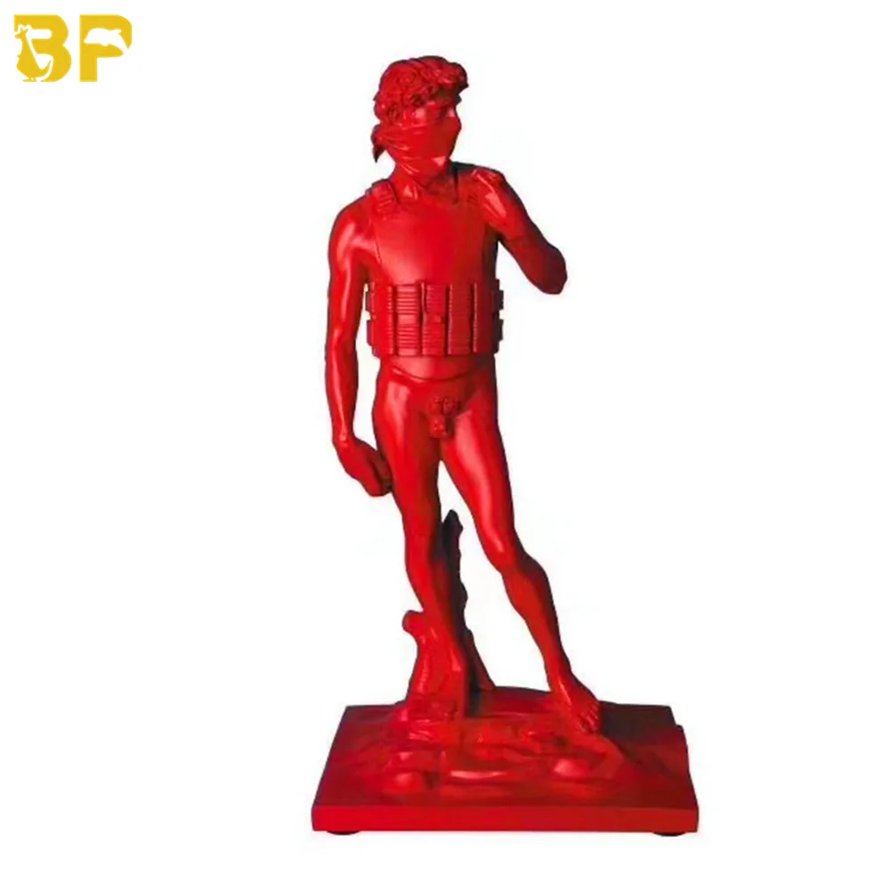 

Modern Art Banksy Suicide Man Suicide David Red Ver. Statue Creative Resin Sculpture Street Abstract Art Home Decoration