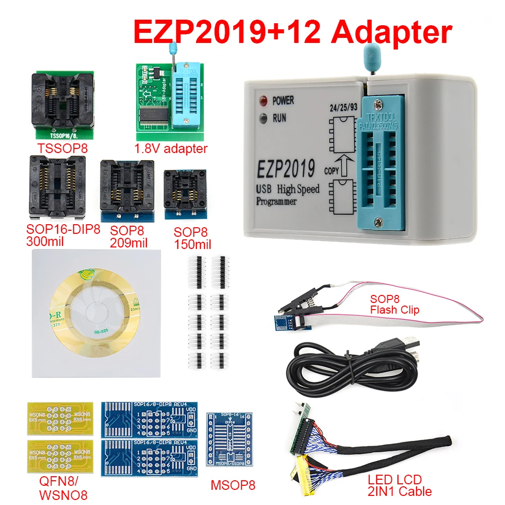 Высокоскоростной USB-программатор EZP2019 новейшая версия ezp 2019 + 12 адаптеров