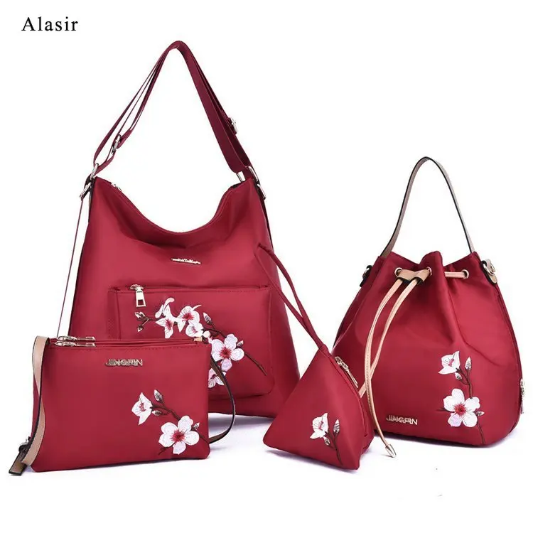 Alasir женская сумка через плечо в китайском стиле 4 шт. нейлоновые сумки большая с