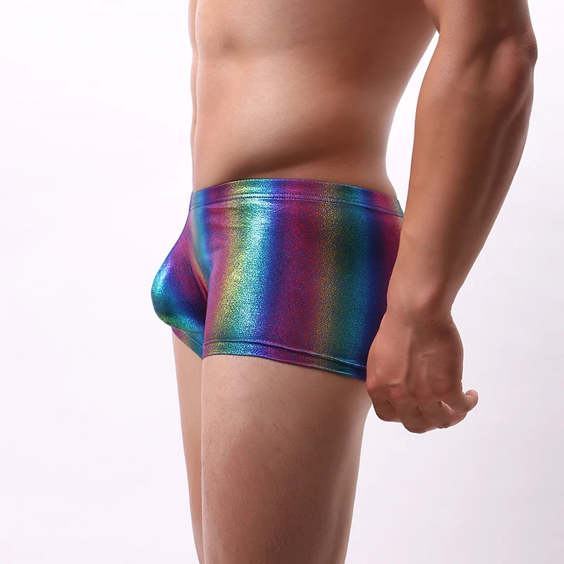 Мужские боксеры радужные высокие эластичные сетчатые с низкой талией модные