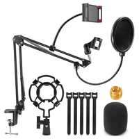 2021 new microphone stands mic clip boom arm foldable tripod mic shock mount for professional streamingvoice overrecording