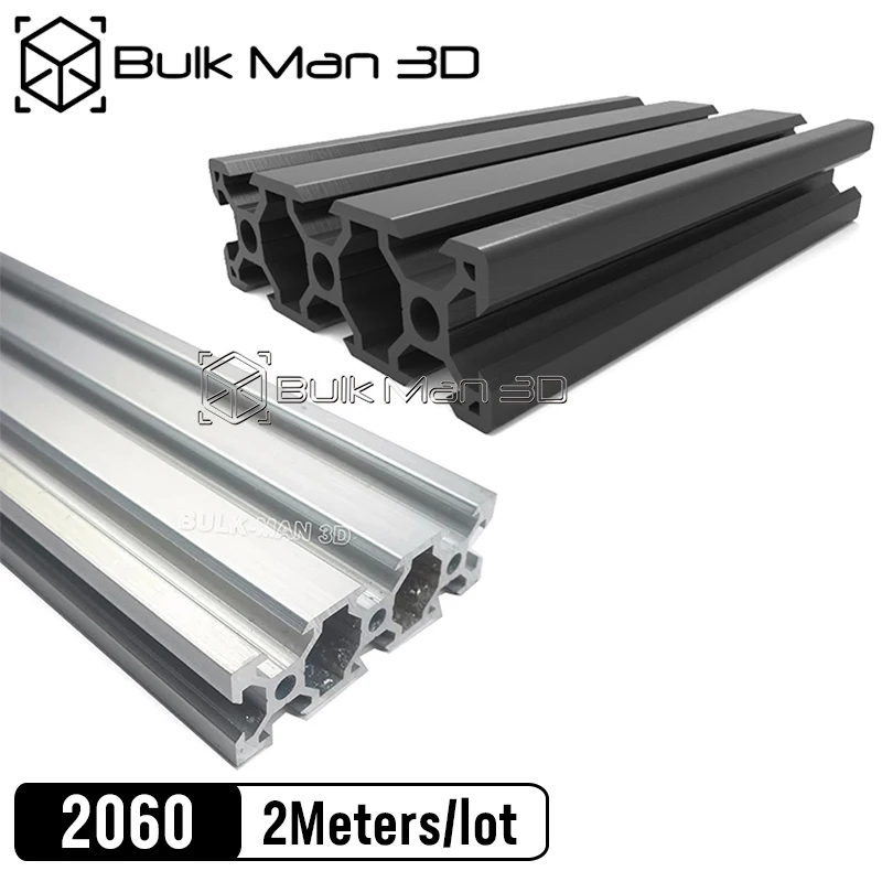 2 м/лот V слот 2060 Серебряный/черный анодированный линейный рельс для CNC