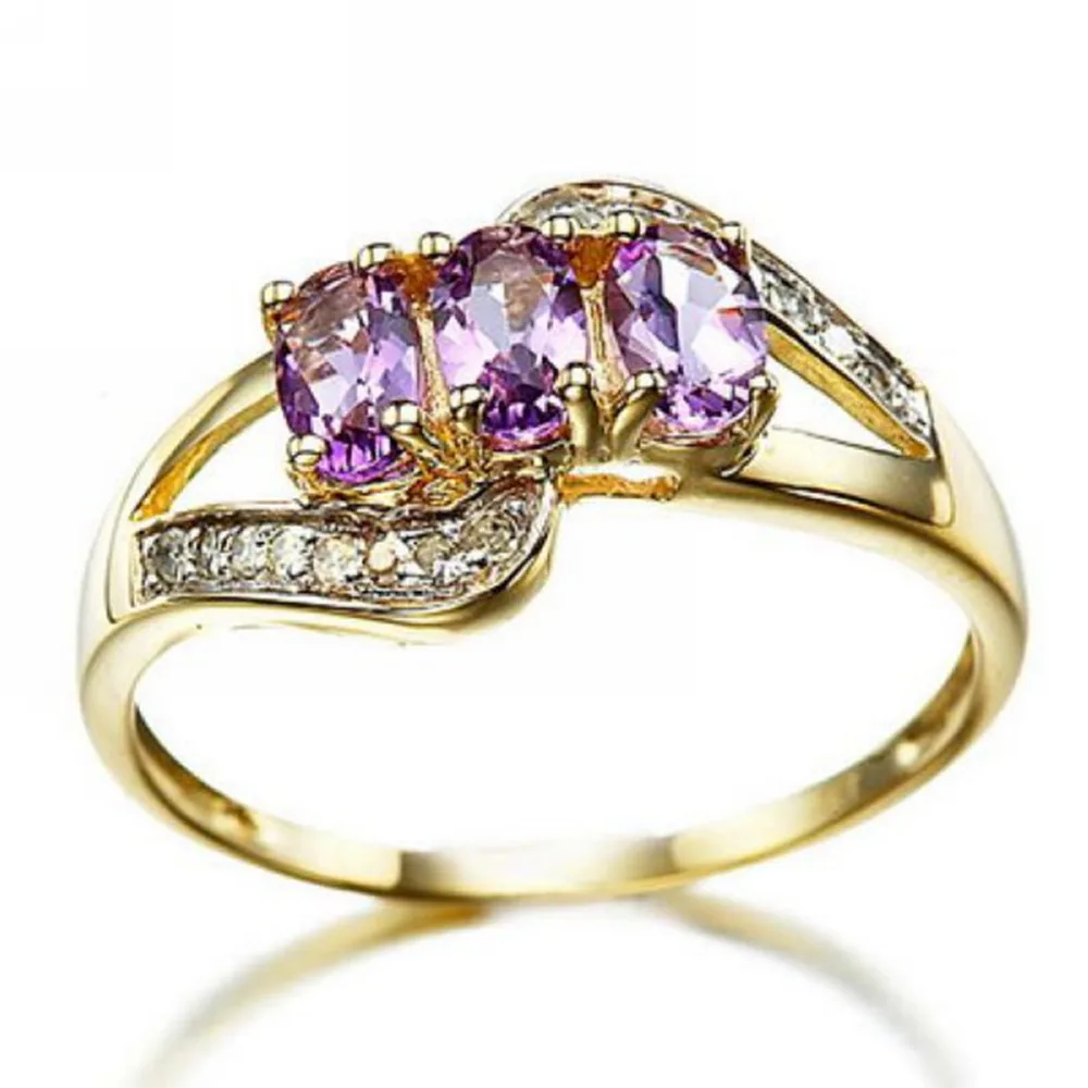 Хит продаж европейские кольца на палец для женщин Фиолетовый Цирконий класса ААА