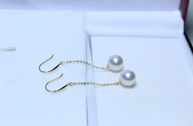 Бесплатная доставка великолепная пара из 10 11 южноморских круглых белых жемчужин